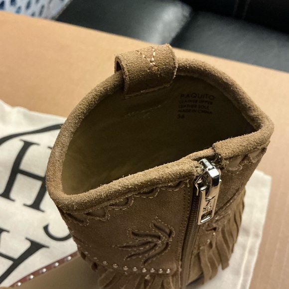 Ash Brown Fringe Sandals with Studded Details - Picture 7 of 8